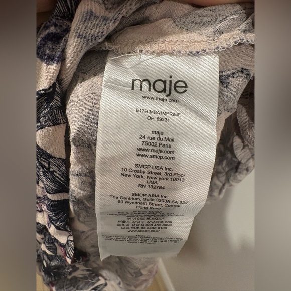 Like new-Maje Rimba Floral Monkey Print Off Shoulder High Low Midi Dress -Size 1 - Picture 8 of 12